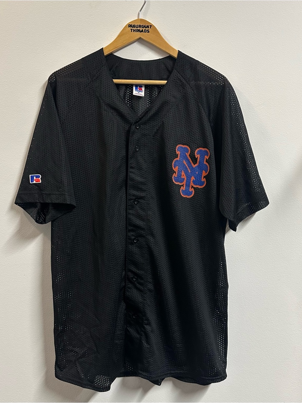 Vintage New York Mets Russell Athletic Black Mesh Jersey XL